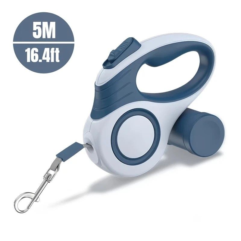 Multi-function Automatic Retractable Pet Leash: High-Strength Anti-Break, One-Click Lock, Comfortable Grip, Eco-Friendly Waste Disposal, 5 Meters/196.85 Inches for Secure Dog Walking(blue) - Image 1