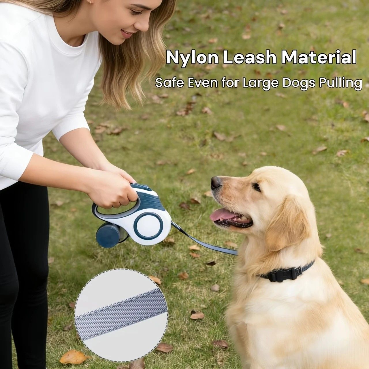 Multi-function Automatic Retractable Pet Leash: High-Strength Anti-Break, One-Click Lock, Comfortable Grip, Eco-Friendly Waste Disposal, 5 Meters/196.85 Inches for Secure Dog Walking(blue) - Image 4