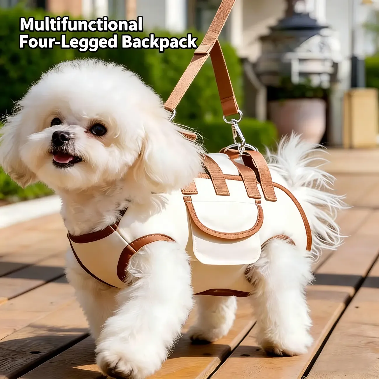 Oxford Fabric Pet Three-in-One Travel System: Horizontal Back Design Protects Spine, Four-Leg Separation, Three Uses in One: Kennel, Backpack, and Leash/Size S [recommended weight 4-8 kg] - Image 1