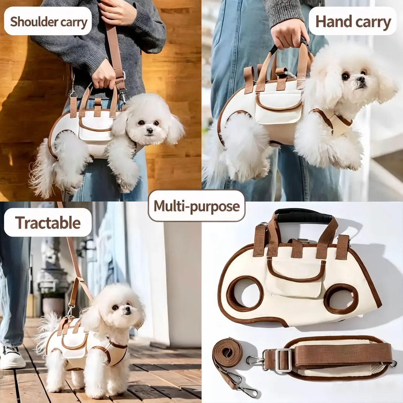 Oxford Fabric Pet Three-in-One Travel System: Horizontal Back Design Protects Spine, Four-Leg Separation, Three Uses in One: Kennel, Backpack, and Leash/Size S [recommended weight 4-8 kg] - Image 6