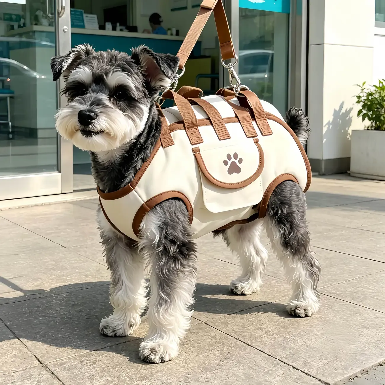 Oxford Fabric Pet Three-in-One Travel System: Horizontal Back Design Protects Spine, Four-Leg Separation, Three Uses in One: Kennel, Backpack, and Leash/L size [recommended weight 14-18kg] - Image 4