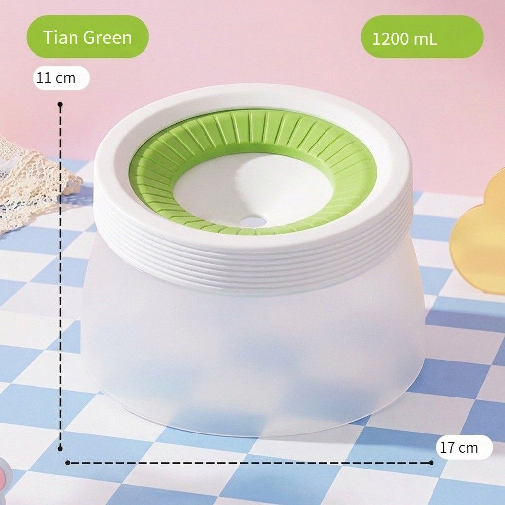 Pet Essential | Splash-Proof Non-Wet Mouth Water Bowl, Dogs and Cats Drink Freely and More Hygienically(Lime milk green ✪1200ML) - Image 1