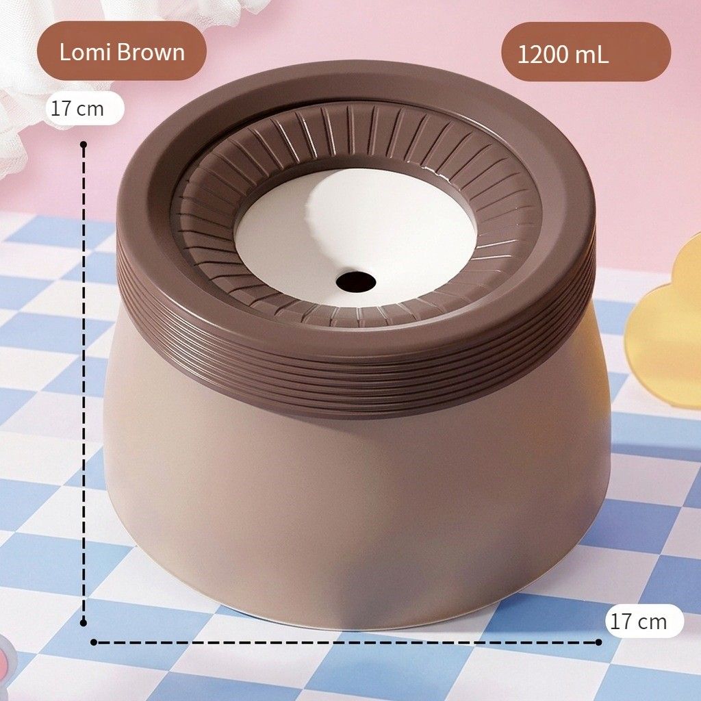 Pet Essential | Splash-Proof Non-Wet Mouth Water Bowl, Dogs and Cats Drink Freely and More Hygienically(Cocoa milk brown ✪1200ML) - Image 1