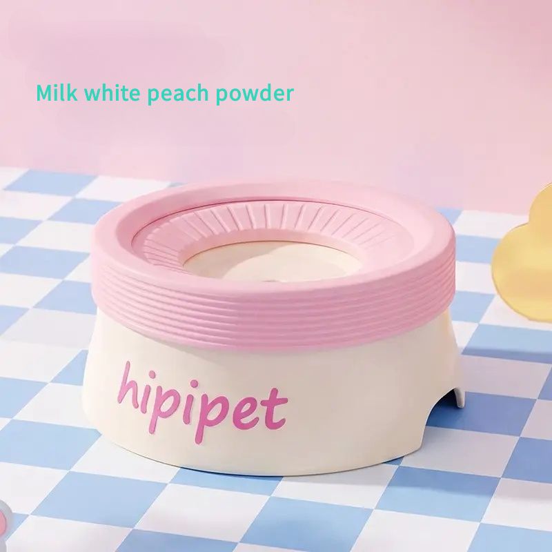 Pet Essential | Splash-Proof Non-Wet Mouth Water Bowl, Dogs and Cats Drink Freely and More Hygienically(Milk white peach powder ✪1200ML) - Image 1