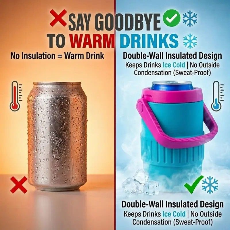 Can-style insulated drink holder, mini can cooling cup, portable double-layer lightweight travel camping outdoor insulating sleeve for soda, beer and other beverages.(BLACK) - Image 2