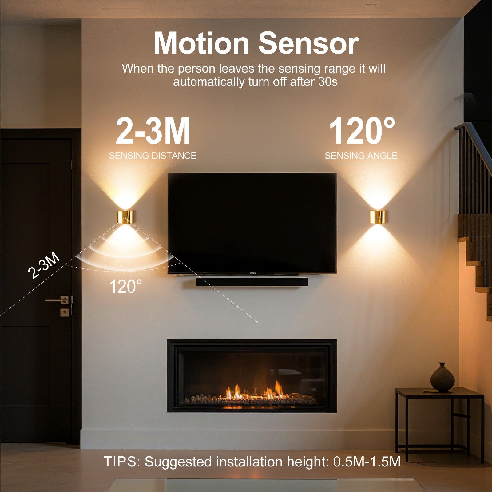 1PCS Induction wall lamp with three-color stepless dimming, 120° auto shut-off, USB rechargeable magnetic installation. Smart motion-sensing LED wall lamp, serving as both a night light and an ambient light./Chrome color - Image 2