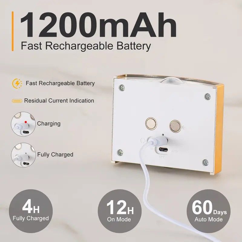 2PCS Induction wall lamp with three-color stepless dimming, 120° auto shut-off, USB rechargeable magnetic installation. Smart motion-sensing LED wall lamp, serving as both a night light and an ambient light./Chrome color - Image 6