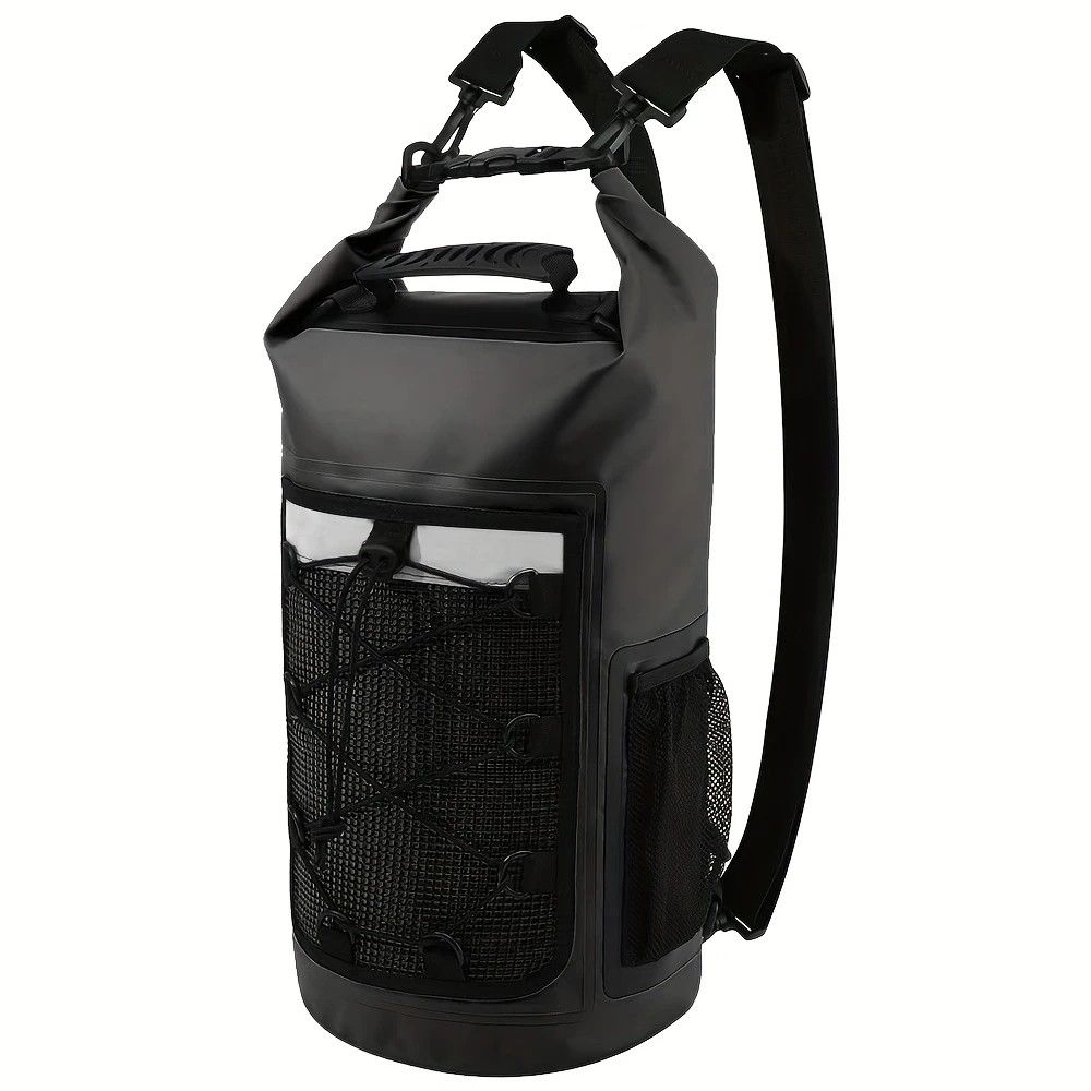 25L Large Capacity Waterproof Backpack Double Layer Rainproof Dry Wet Separation Abrasion Resistant Night Reflective for Outdoor Camping Kayaking Surfing Canyoning Daily Commute(BLACK) - Image 1