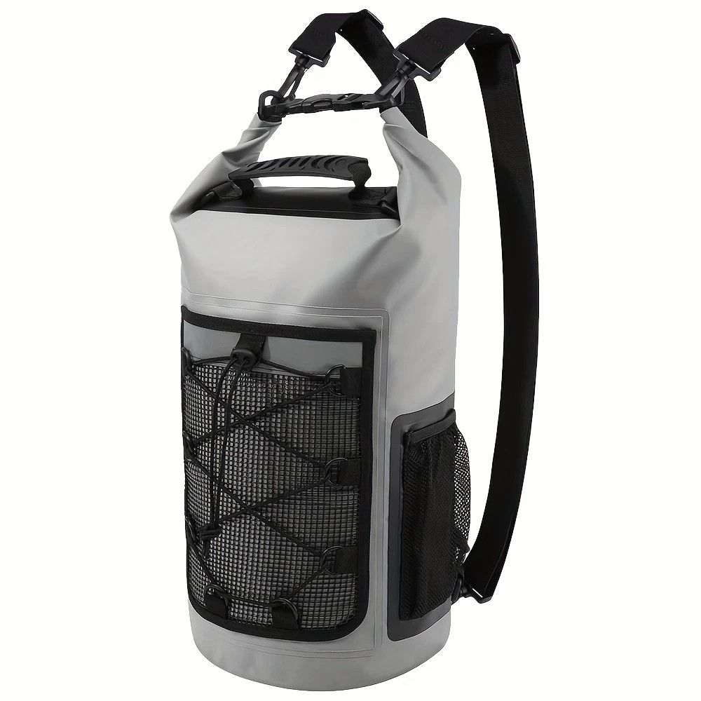25L Large Capacity Waterproof Backpack Double Layer Rainproof Dry Wet Separation Abrasion Resistant Night Reflective for Outdoor Camping Kayaking Surfing Canyoning Daily Commute(GREY) - Image 1