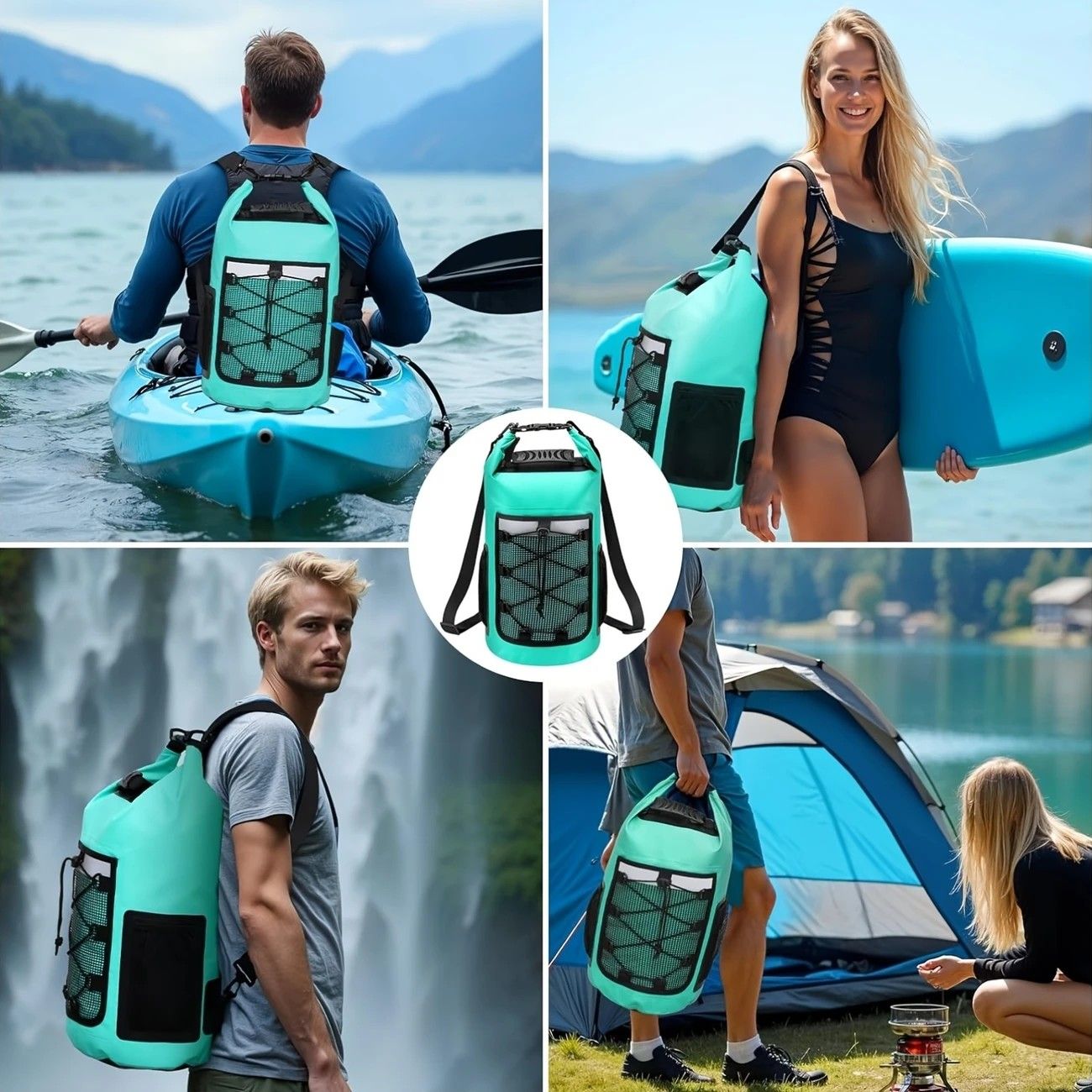 25L Large Capacity Waterproof Backpack Double Layer Rainproof Dry Wet Separation Abrasion Resistant Night Reflective for Outdoor Camping Kayaking Surfing Canyoning Daily Commute(GREY) - Image 7