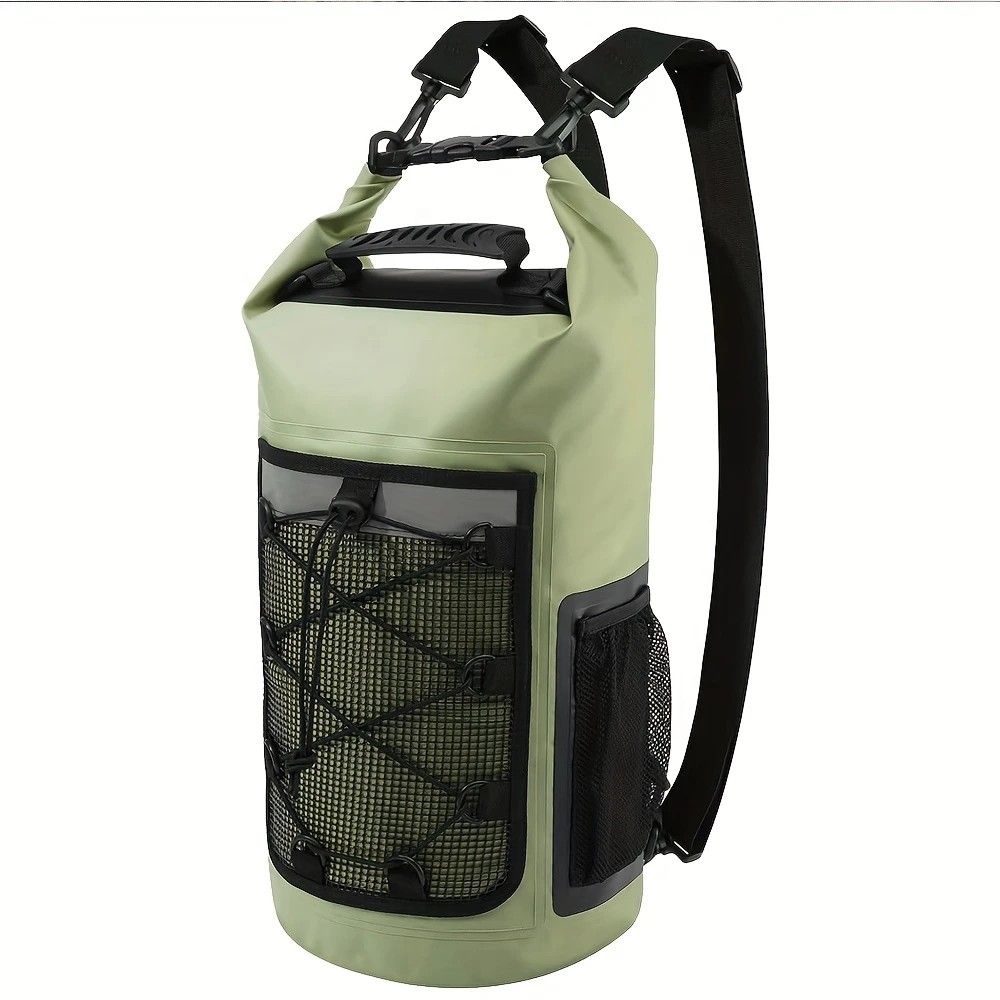 25L Large Capacity Waterproof Backpack Double Layer Rainproof Dry Wet Separation Abrasion Resistant Night Reflective for Outdoor Camping Kayaking Surfing Canyoning Daily Commute（pitch green） - Image 1