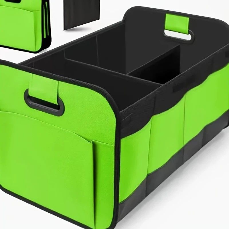 1 Car Trunk Organizer, Automotive Storage, Reinforced Handle, Foldable Multi-Compartment Car Organizer, 600D Oxford Fabric, Suitable for Any Car, SUV, Minivan, Vehicle Storage.GREEN - Image 1
