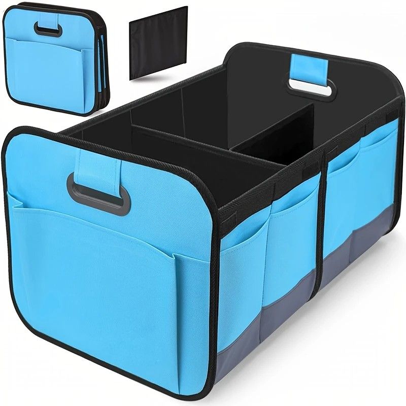 1 Car Trunk Organizer, Automotive Storage, Reinforced Handle, Foldable Multi-Compartment Car Organizer, 600D Oxford Fabric, Suitable for Any Car, SUV, Minivan, Vehicle Storage.BLUE - Image 1