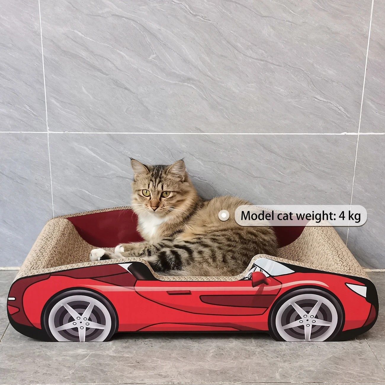 Bestselling Red Racing Car Cat Scratcher Bed | Corrugated Cardboard Durable Cat Bed + Scratcher 2-in-1, Suitable for Cats Under 7kg - Image 2