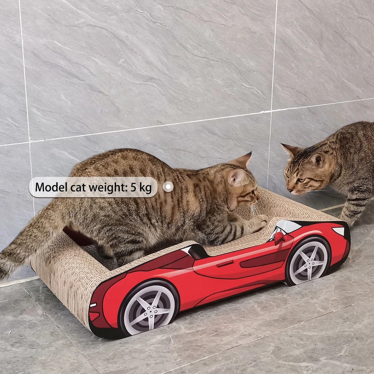 Bestselling Red Racing Car Cat Scratcher Bed | Corrugated Cardboard Durable Cat Bed + Scratcher 2-in-1, Suitable for Cats Under 7kg - Image 4