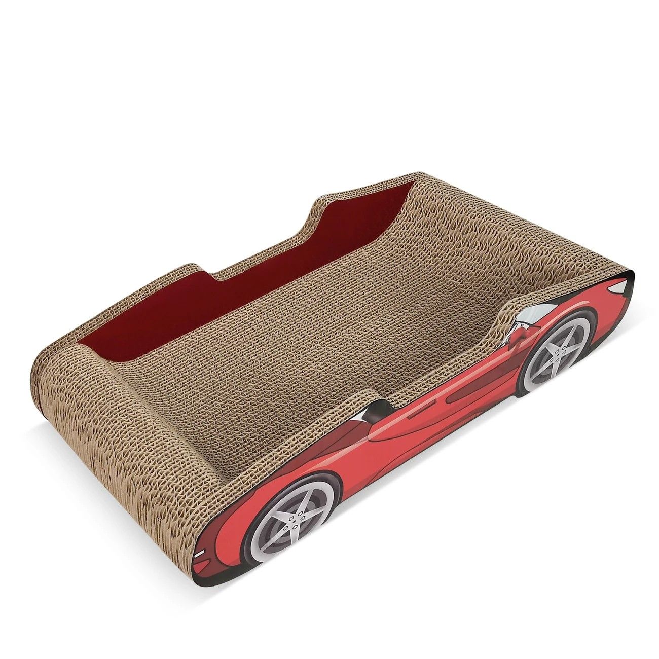 Bestselling Red Racing Car Cat Scratcher Bed | Corrugated Cardboard Durable Cat Bed + Scratcher 2-in-1, Suitable for Cats Under 7kg - Image 8