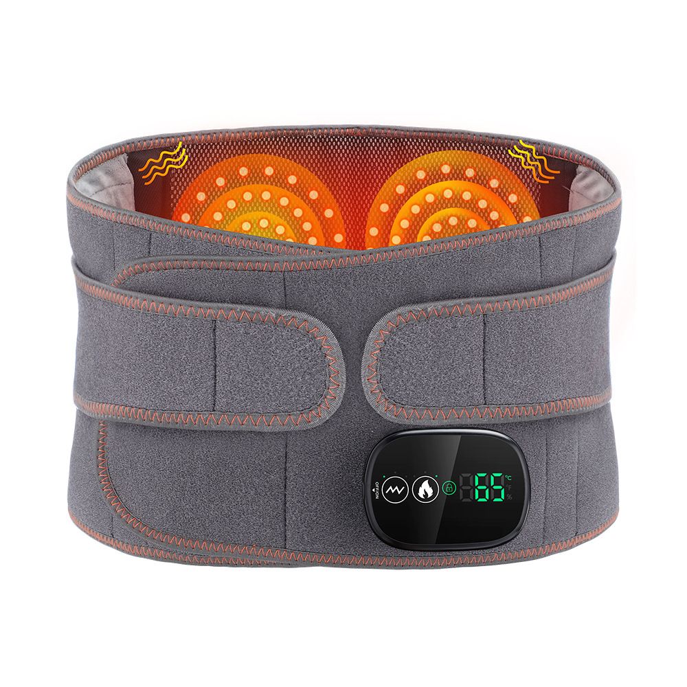 Heated Waist Belt with Vibration Massage – Infrared Heat Therapy, 3 Temp Levels, Rechargeable & Adjustable Strap (GREY) - Image 1
