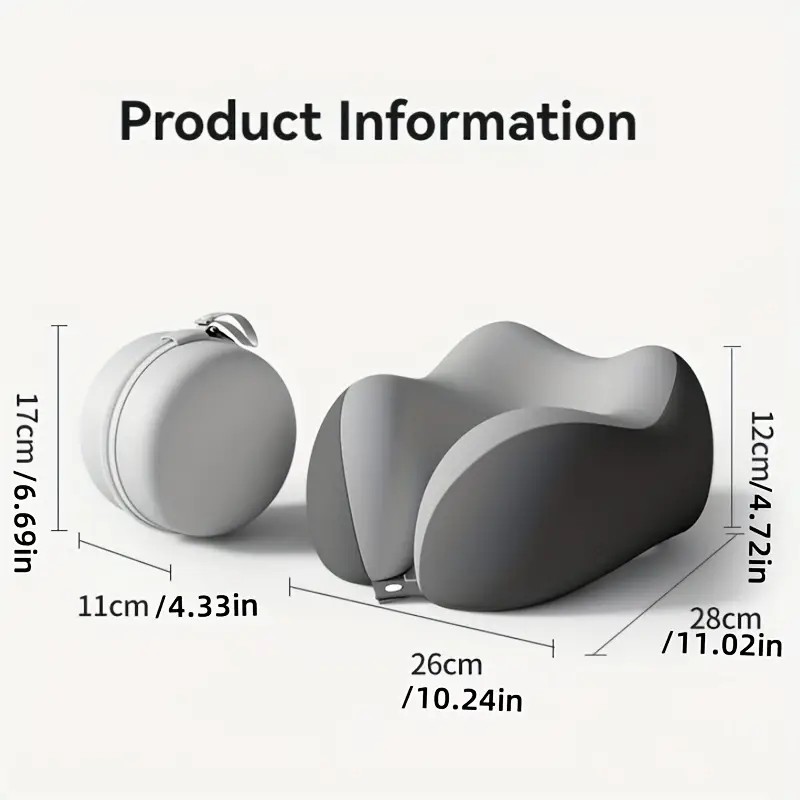 beige  Travel & Home Neck Pillow – Ergonomic, portable, perfect for sleep. Fits desks, cars, and long flights. Features slow rebound foam, washable cover. - Image 3