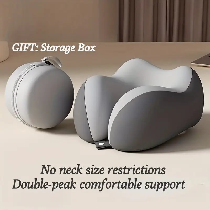 grey Travel & Home Neck Pillow – Ergonomic, portable, perfect for sleep. Fits desks, cars, and long flights. Features slow rebound foam, washable cover. - Image 1