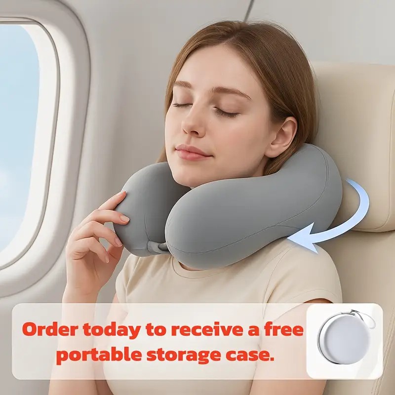 grey Travel & Home Neck Pillow – Ergonomic, portable, perfect for sleep. Fits desks, cars, and long flights. Features slow rebound foam, washable cover. - Image 4