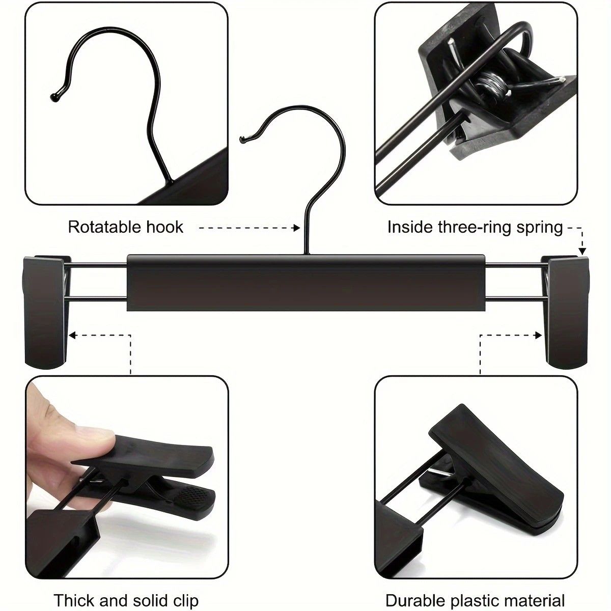 30-Pack Multi-Purpose Adjustable Pant Hangers: Thickened Non-Slip Clips, 360° Rotating Hook, Adjustable Width, Suitable for Organizing and Drying Various Clothes, Towels, and More. - Image 3