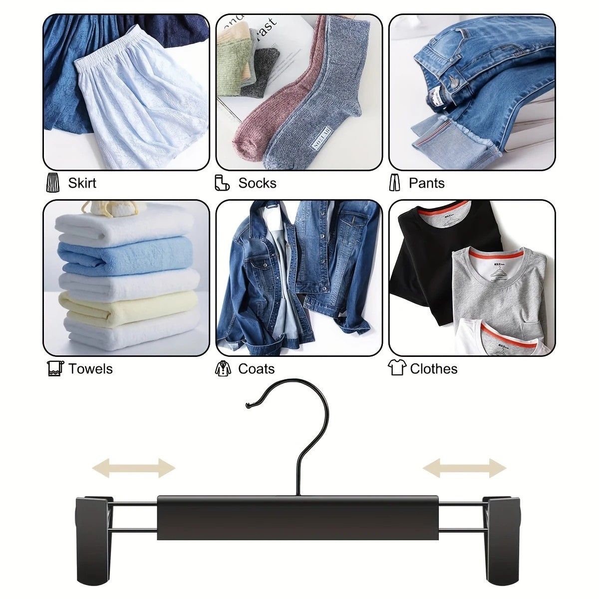 30-Pack Multi-Purpose Adjustable Pant Hangers: Thickened Non-Slip Clips, 360° Rotating Hook, Adjustable Width, Suitable for Organizing and Drying Various Clothes, Towels, and More. - Image 7