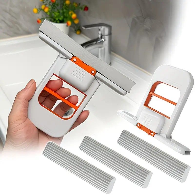 Desktop Mini Mop: Instant Absorb Cotton Head, Wash and Wring Integrated, Clean Without Dirty Hands, Great Helper for Home Cleaning/1 mop +3 sponge disposable desktop cleaner - Image 1