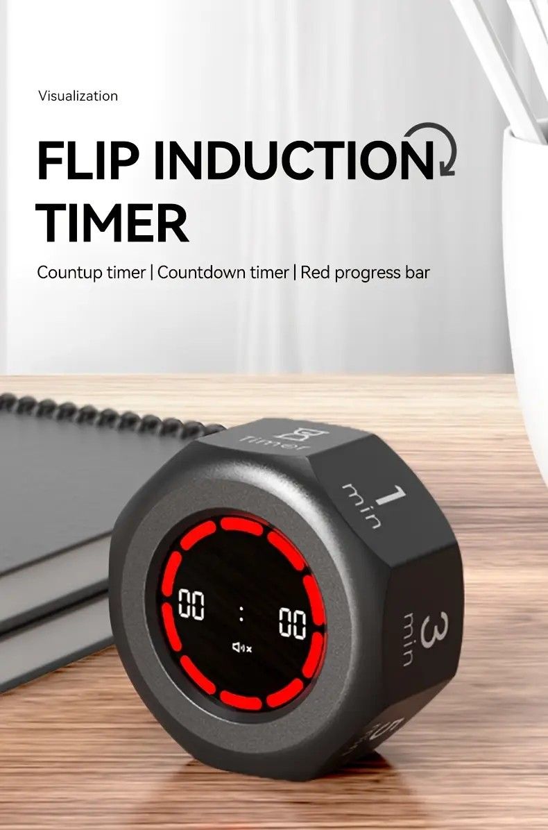 Flip to Start Timing, Efficiency Tool! 7 Presets + Visualized Progress, Gravity Sensor Timer, Universal for Study/Kitchen/Fitness/Baking(WHITE) - Image 3