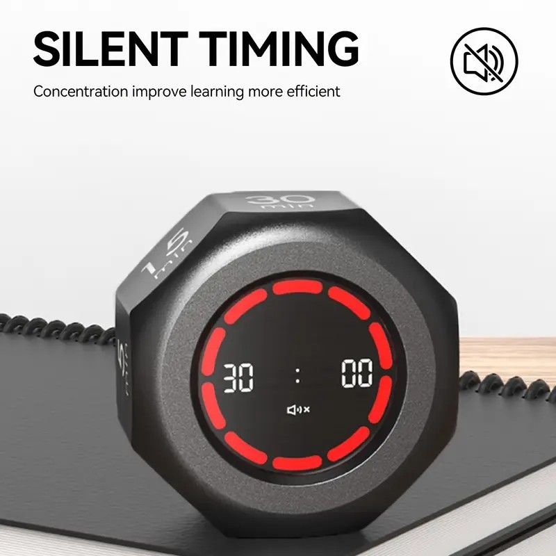 Flip to Start Timing, Efficiency Tool! 7 Presets + Visualized Progress, Gravity Sensor Timer, Universal for Study/Kitchen/Fitness/Baking(WHITE) - Image 6