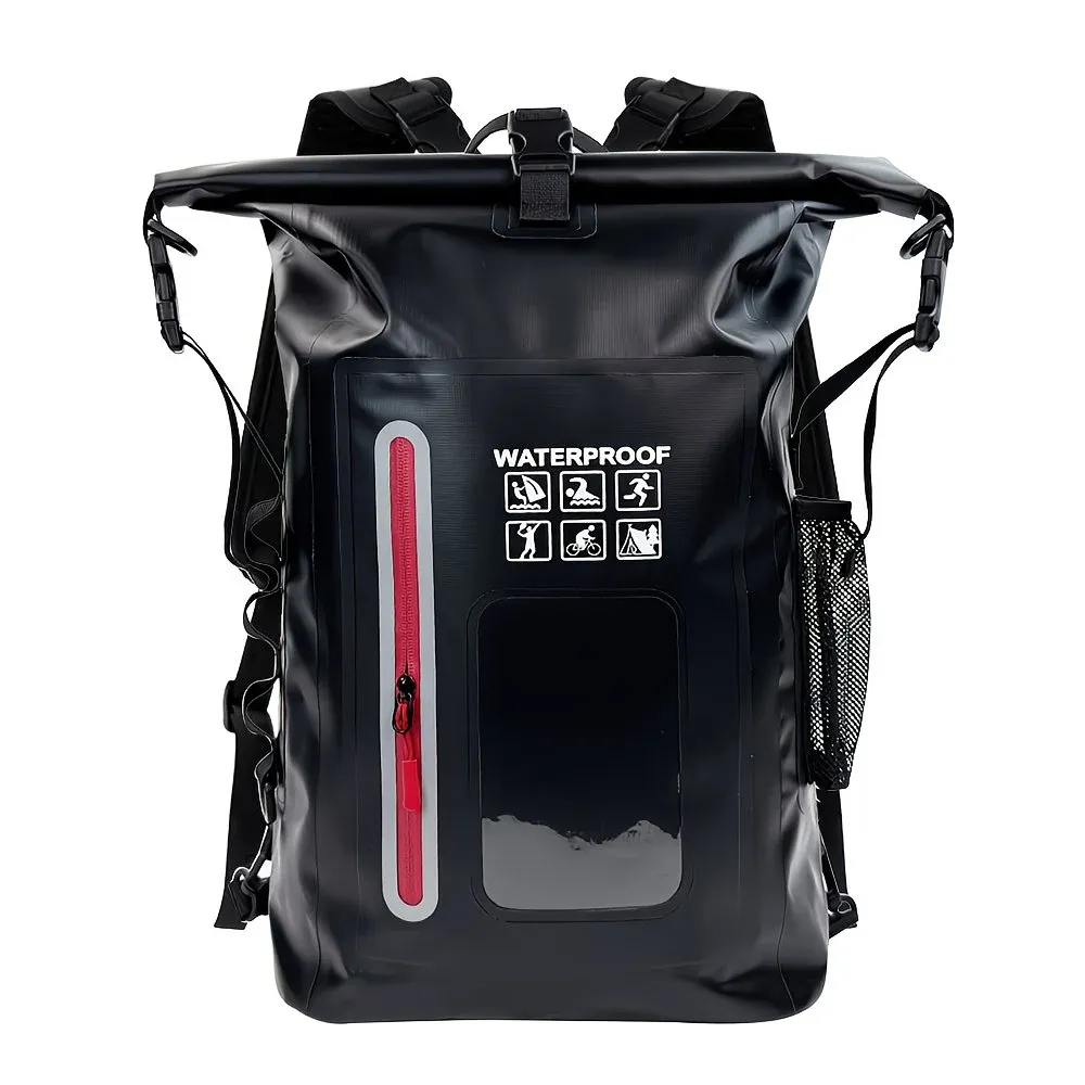 6.6 Gallon Outdoor Backpack, Detachable Shoulder Straps, Transparent Window & Buckle Clips, Suitable for Hiking, Beach Sports, Trekking and Rowing, Green, Portal Adventure Gear（black) - Image 1