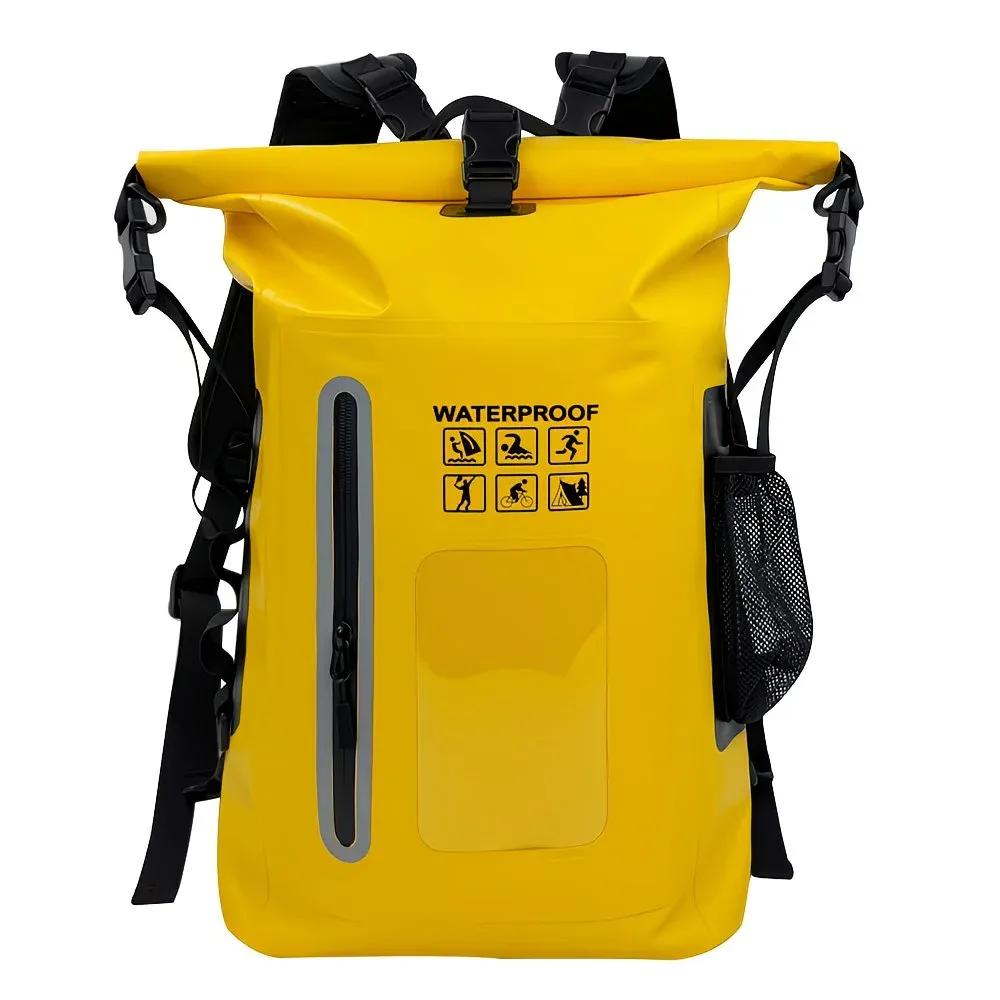 6.6 Gallon Outdoor Backpack, Detachable Shoulder Straps, Transparent Window & Buckle Clips, Suitable for Hiking, Beach Sports, Trekking and Rowing, Green, Portal Adventure Gear(YELLOW) - Image 1