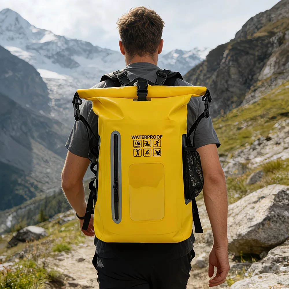 6.6 Gallon Outdoor Backpack, Detachable Shoulder Straps, Transparent Window & Buckle Clips, Suitable for Hiking, Beach Sports, Trekking and Rowing, Green, Portal Adventure Gear(YELLOW) - Image 2