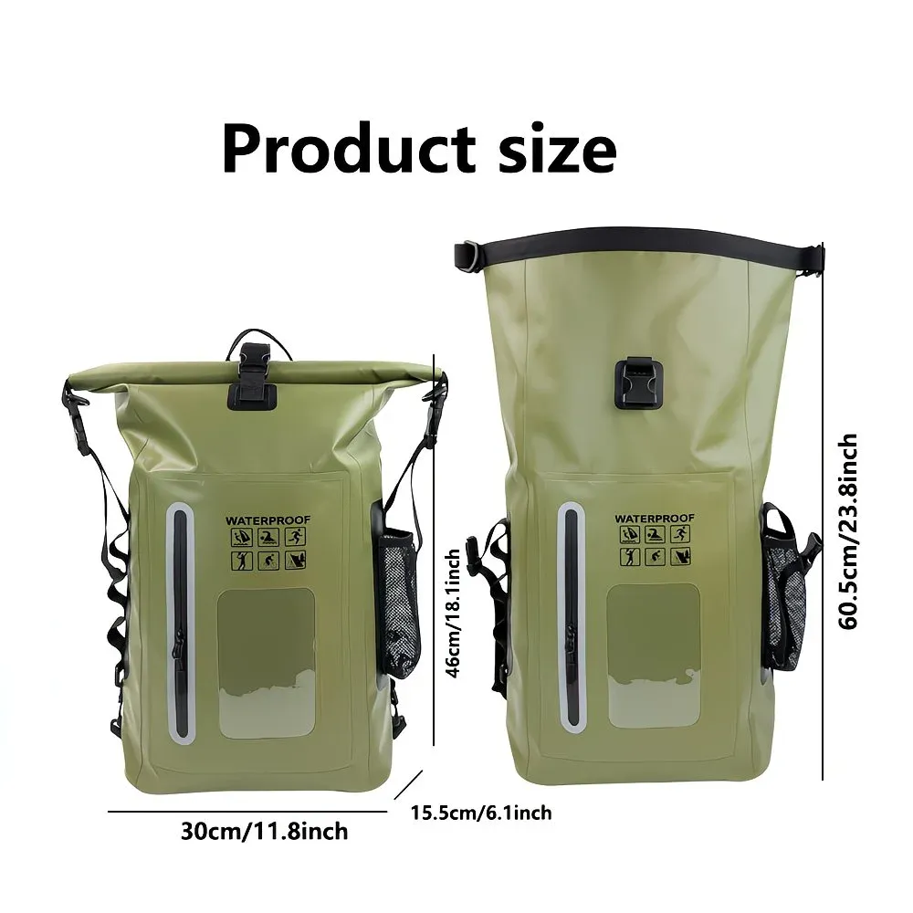 6.6 Gallon Outdoor Backpack, Detachable Shoulder Straps, Transparent Window & Buckle Clips, Suitable for Hiking, Beach Sports, Trekking and Rowing, Green, Portal Adventure Gear(YELLOW) - Image 5