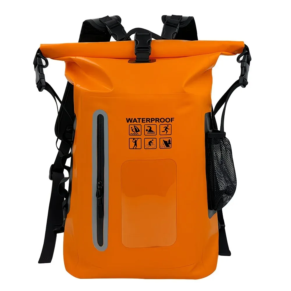 6.6 Gallon Outdoor Backpack, Detachable Shoulder Straps, Transparent Window & Buckle Clips, Suitable for Hiking, Beach Sports, Trekking and Rowing, Green, Portal Adventure Gear(ORANGE) - Image 1