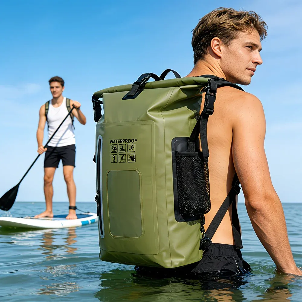 6.6 Gallon Outdoor Backpack, Detachable Shoulder Straps, Transparent Window & Buckle Clips, Suitable for Hiking, Beach Sports, Trekking and Rowing, Green, Portal Adventure Gear(ORANGE) - Image 2