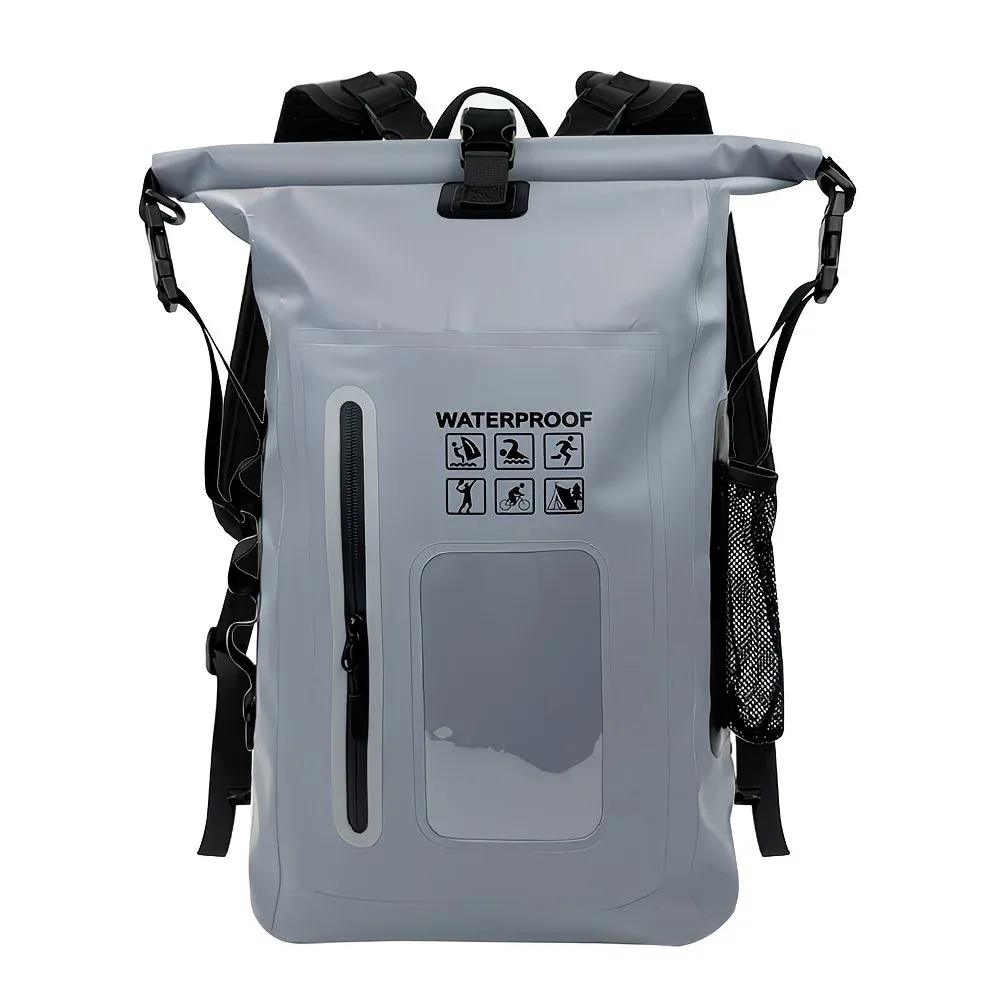 6.6 Gallon Outdoor Backpack, Detachable Shoulder Straps, Transparent Window & Buckle Clips, Suitable for Hiking, Beach Sports, Trekking and Rowing, Green, Portal Adventure Gear(GREY) - Image 1
