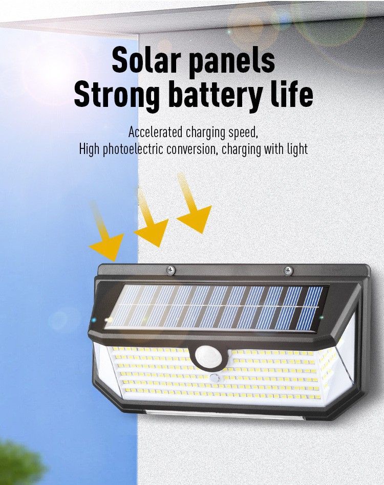 218LED Solar Sensor Wall Light, Smart Light Control, 270° Wide-Angle Illumination, Three Sensing Modes, Energy Saving and Eco-Friendly, No Wiring Installation, Top Choice for Outdoor Security - Image 2