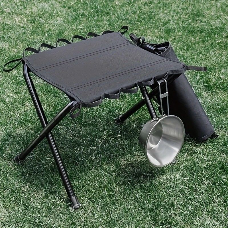 Folding Camping Stool with Hook 660g Lightweight Oxford Cloth Collapsible Seat for Fishing Picnic Hiking & Waiting(black) - Image 2
