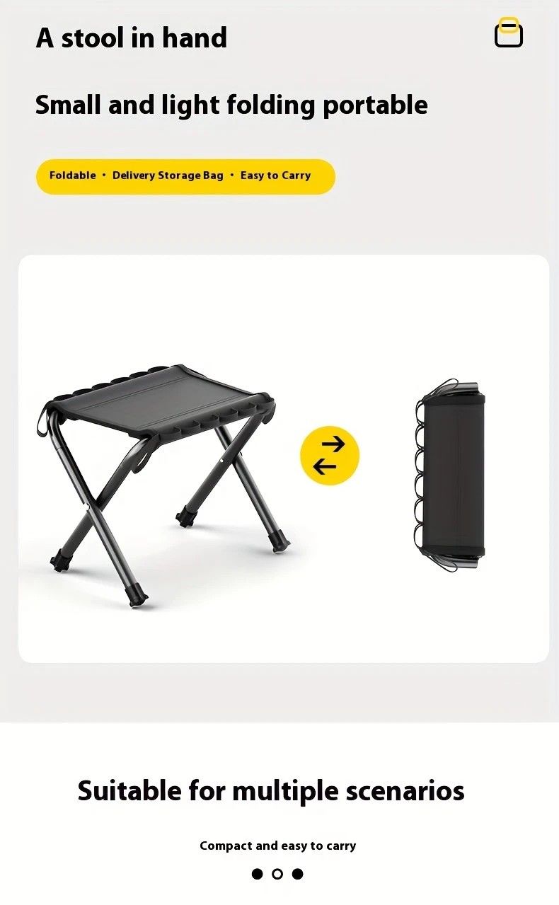 Folding Camping Stool with Hook 660g Lightweight Oxford Cloth Collapsible Seat for Fishing Picnic Hiking & Waiting(black) - Image 7