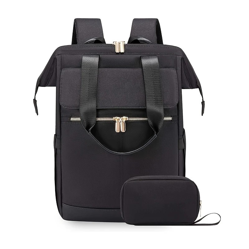 BLACK Korean-style Fashion Compact Backpack, Multi-functional & Large Capacity, Lightweight & Easy to Carry, Fits Daily Commute, Lunch Outings, and Short Trips. - Image 1