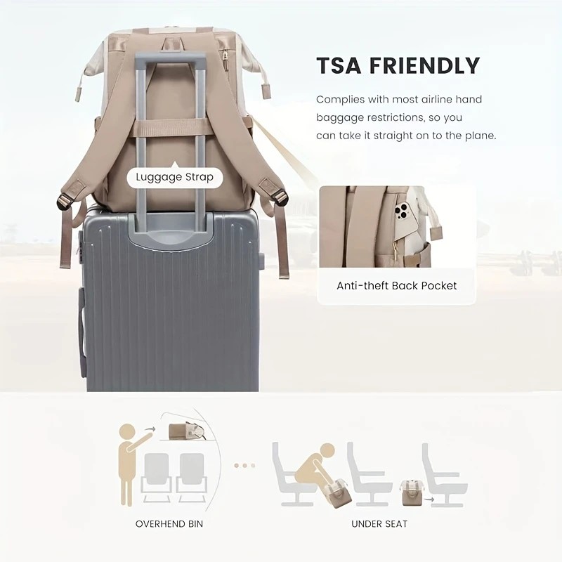 White with black Korean-style Fashion Compact Backpack, Multi-functional & Large Capacity, Lightweight & Easy to Carry, Fits Daily Commute, Lunch Outings, and Short Trips. - Image 7