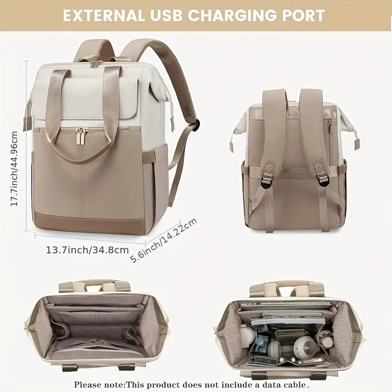 khaki Korean-style Fashion Compact Backpack, Multi-functional & Large Capacity, Lightweight & Easy to Carry, Fits Daily Commute, Lunch Outings, and Short Trips. - Image 4