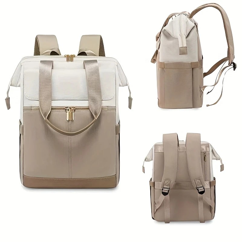 khaki Korean-style Fashion Compact Backpack, Multi-functional & Large Capacity, Lightweight & Easy to Carry, Fits Daily Commute, Lunch Outings, and Short Trips. - Image 8