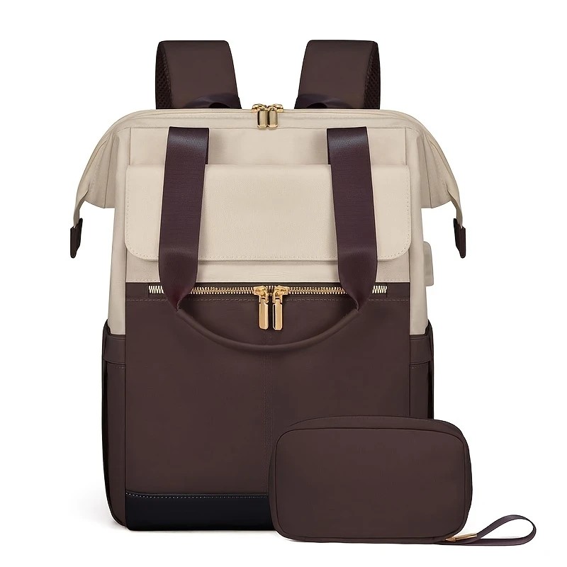 brown Korean-style Fashion Compact Backpack, Multi-functional & Large Capacity, Lightweight & Easy to Carry, Fits Daily Commute, Lunch Outings, and Short Trips. - Image 1