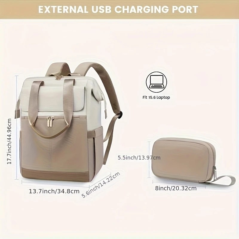 brown Korean-style Fashion Compact Backpack, Multi-functional & Large Capacity, Lightweight & Easy to Carry, Fits Daily Commute, Lunch Outings, and Short Trips. - Image 4