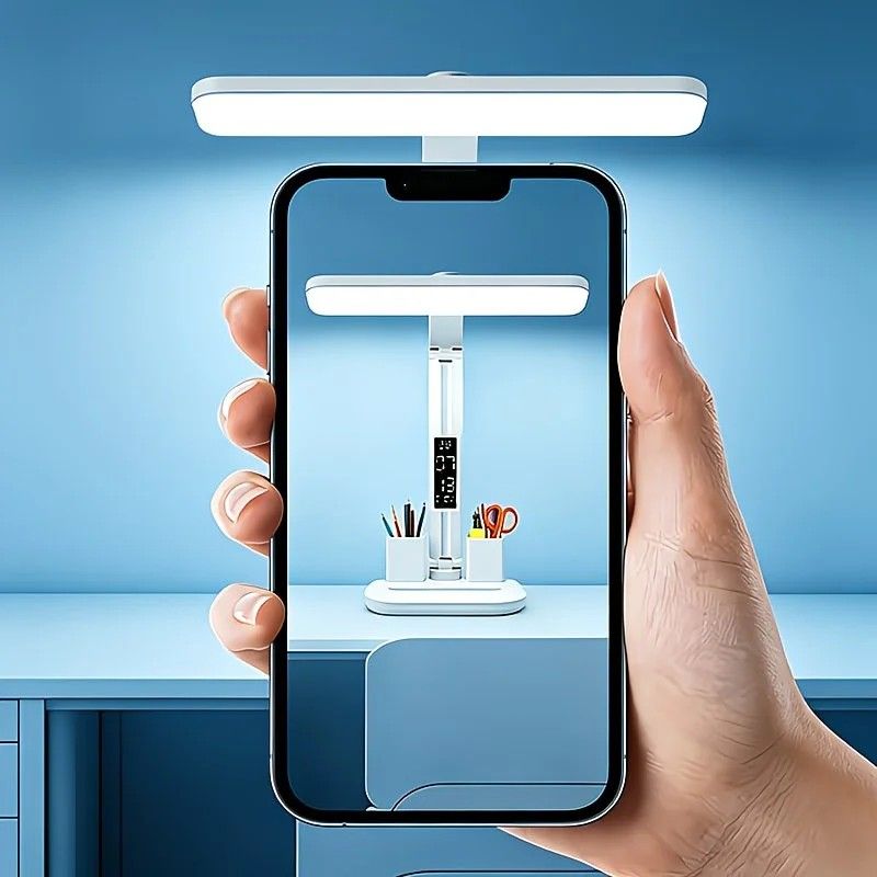 Multifunctional Smart Eye Protection Desk Lamp, integrating lighting, digital display, and storage in one, with multi-angle adjustment, eye-friendly and practical./USB plug-in-dimmable color matching - Image 4