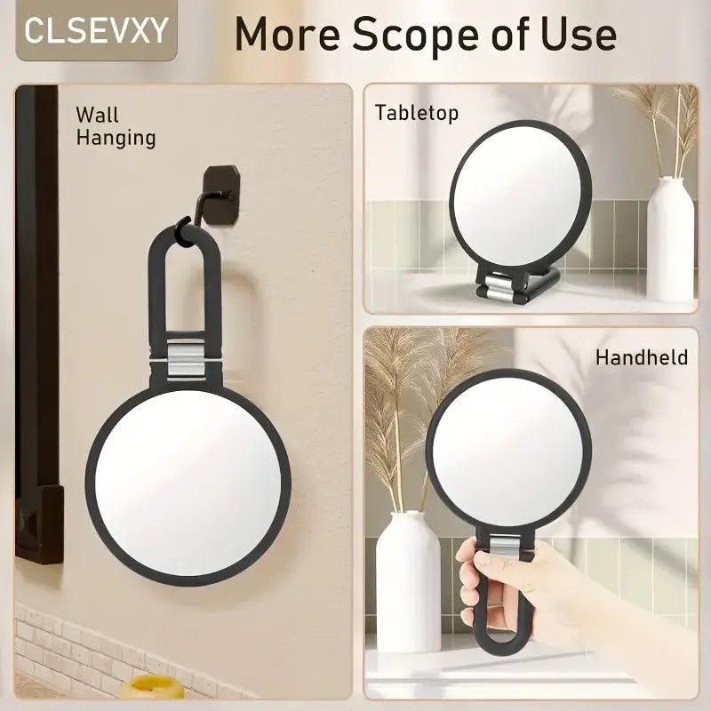 Double-sided Folding Makeup Mirror – 1X/50X Dual Magnification, 360° Rotatable and Foldable for Portability, Three Uses: Handheld, Desktop, Wall-mounted(WHITE) - Image 7
