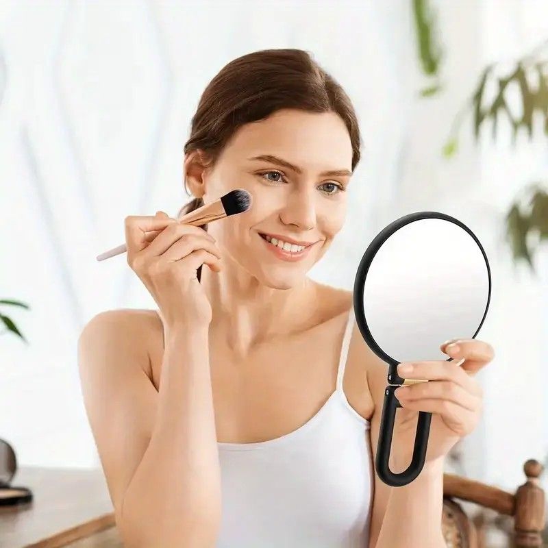 Double-sided Folding Makeup Mirror – 1X/50X Dual Magnification, 360° Rotatable and Foldable for Portability, Three Uses: Handheld, Desktop, Wall-mounted(PINK) - Image 8