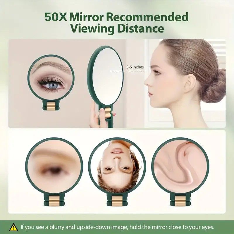 Double-sided Folding Makeup Mirror – 1X/50X Dual Magnification, 360° Rotatable and Foldable for Portability, Three Uses: Handheld, Desktop, Wall-mounted（purple） - Image 4