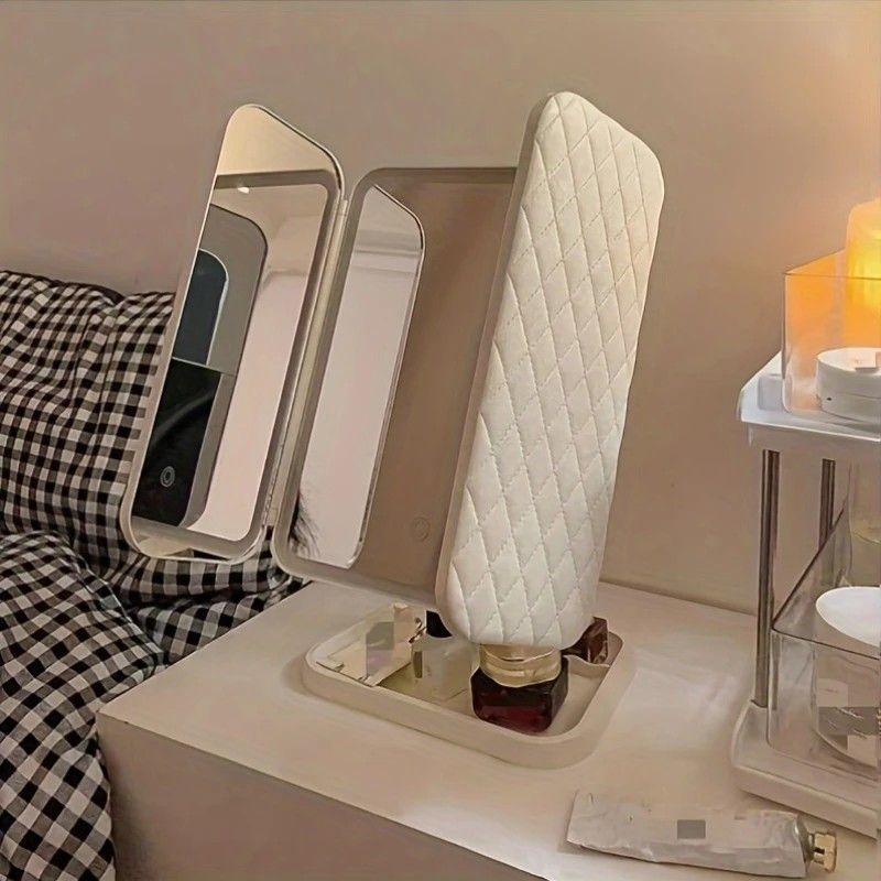 Smart Touch LED Vanity Mirror - 3 Color Dimmable Lights, 270° Adjustable, Rechargeable Desktop Makeup Mirror(white) - Image 7